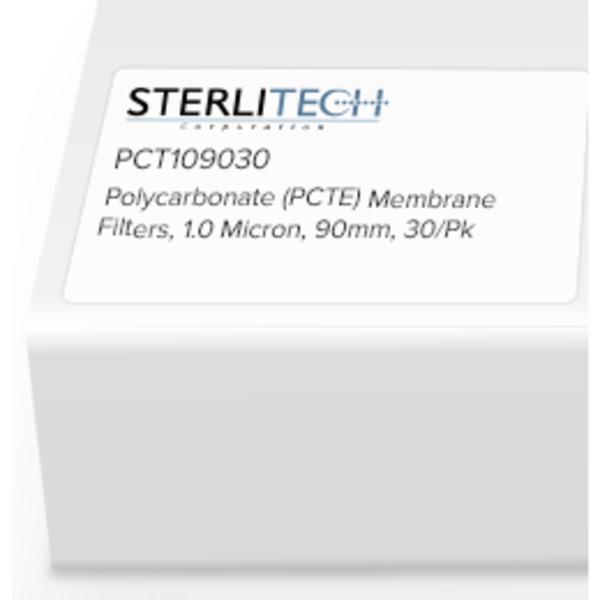 Sterlitech Polycarbonate (PCTE) Membrane Filters, 1.0 Micron, 90mm, PK30 PCT109030